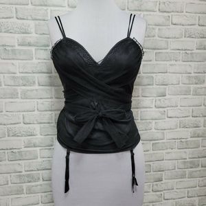 Fredericks‎ of Hollywood Size 38 Black Chiffon Beaded Underwire Bustier Corset